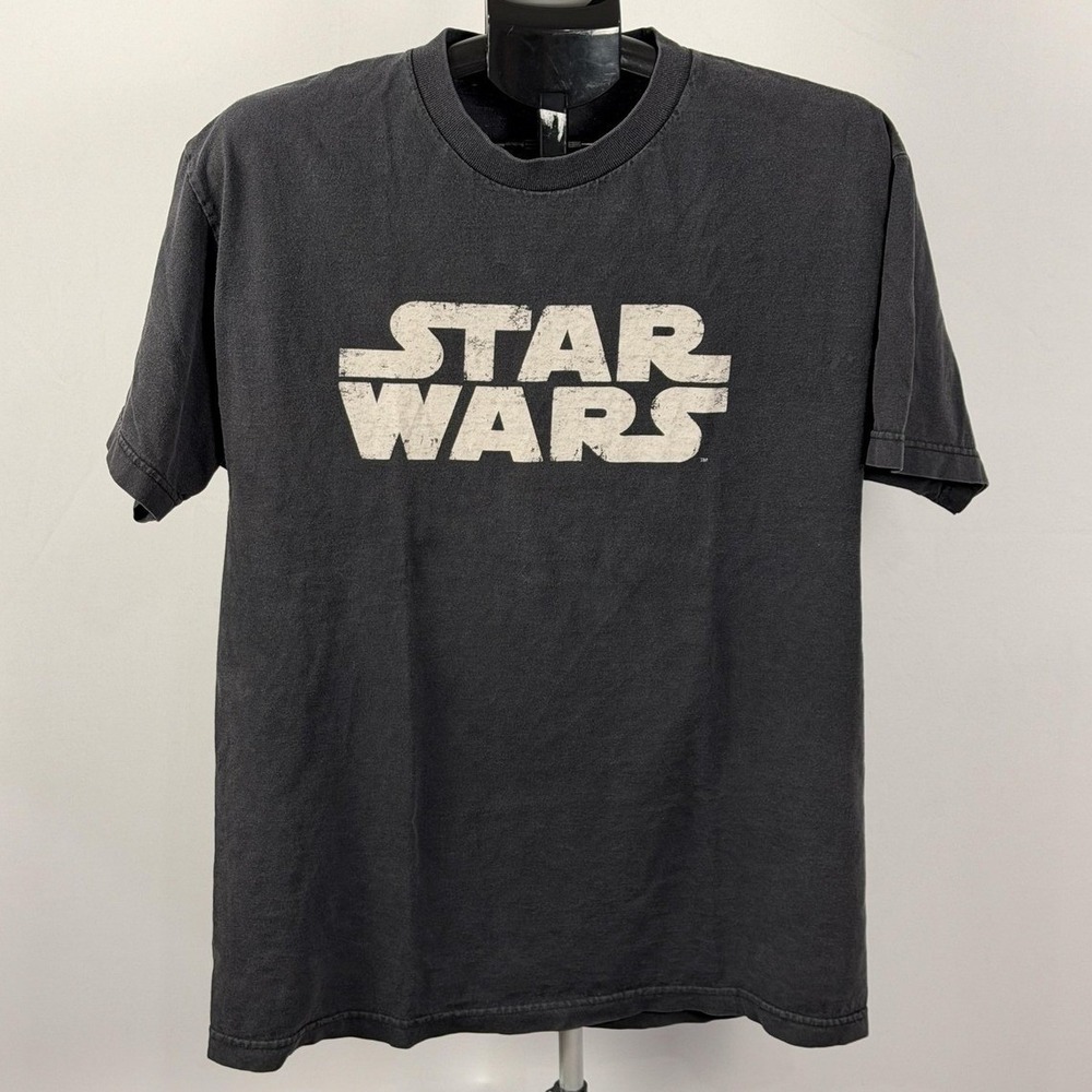 Star Wars‎ Shirt Mens Large Black Logo Graphic 100% Cotton Made Mexico Movie
